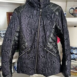 Ellesse Black/Blue Snakeskin hooded Ski Jacket